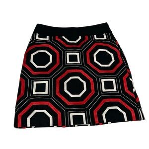 Ann Taylor Red and Black Geometric A Line Skirt
